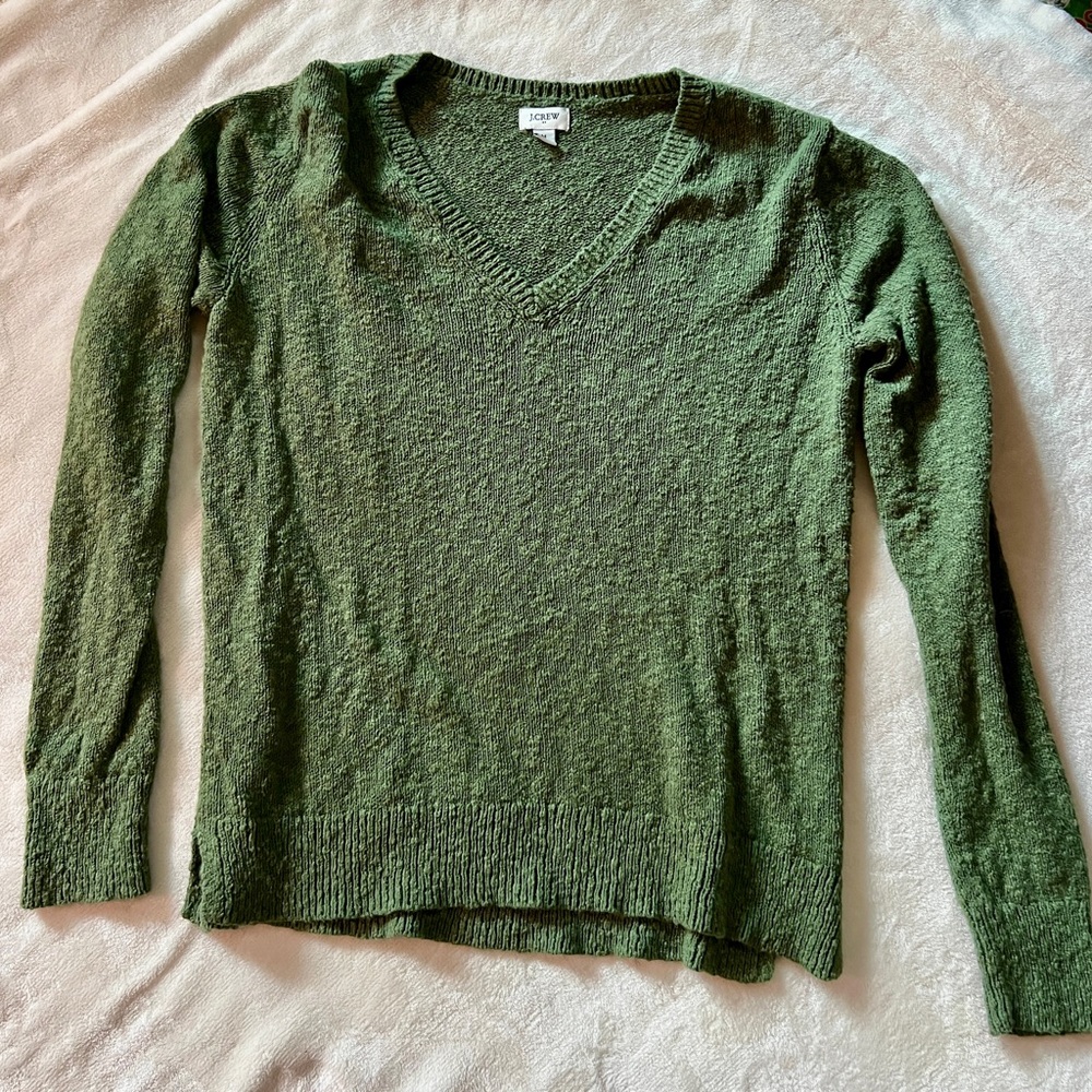 J. Crew Forest Green V-Neck Sweater
